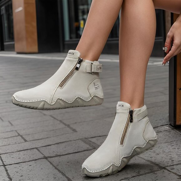 Women's Waterproof Suede Ankle Boots 9 Khaki Slip-On Comfort All-Season - Picture 3 of 4